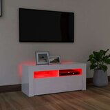 vidaXL TV omarica z LED lučkami visok sijaj bela 90x35x40 cm | Shoptok.si