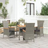 The Living Store Vrtna jedilna garnitura 5-delna z blazinami siv poli ratan - Vrtna Jedilna Garnitura, (21479440) | Shoptok.si