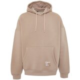 Trendyol Men's Mink Men's Oversized/Wide-Cut Hoodie with Labels and Fleece Internal Basic Sweatshirt. | shoptok.hr