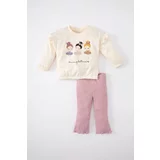 Defacto Baby Girl Ballerina Printed Cotton T-Shirt Leggings 2 Piece Set