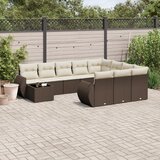 11-dijelni set vrtnih sofa od poliratana s jastucima smeđi | shoptok.hr