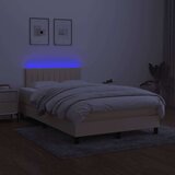  Box spring postelja z vzmetnico LED krem 120x200 cm blago, (20724208) | Shoptok.si