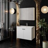 Skye_Decor Set kupatilskog ormarića sa umivaonikom i ogledalom, 2 dela, Beli Cene