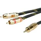 Roline 11.09.4273 klinker avdio priključni kabel [1x 3\,5 mm banana moški konektor - 2x moški cinch konektor] 2.50 m črna/zlata zaščiten, (20432212) | Shoptok.si