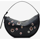 Desigual Women's Bols Titanica Shoulder Bag - Black Faux Leather With Floral Pattern & Metal Circles - View #6