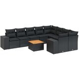 vidaXL 10-dijelni set vrtnih sofa s jastucima crni od poliratana | shoptok.hr