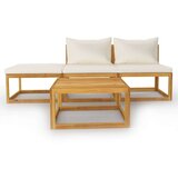 3057658 4 Piece Garden Lounge Set with Cushion Cream Solid Acacia Wood (311855+311863) | shoptok.hr