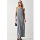  Women's Gray Strappy Summer Pleated Dress | Shoptok.si