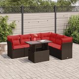  7-dijelni set vrtnih sofa poliratan i bagrem s jastucima smeđi | shoptok.hr
