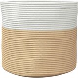 vidaXL Košara za shranjevanje bež in bela Ø40x35 cm bombaž | Shoptok.si