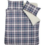 Catherine Lansfield Modra/bež posteljnina za zakonsko posteljo iz sherpa flisa 200x200 cm Cosy Sherpa Check – Cene