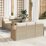 vidaXL 6 delna vrtna sofa garnitura z blazinami bež poli ratan | Shoptok.si