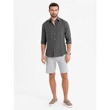 Ombre Men's SLIM FIT structured knit shorts - light grey | Eponuda.ba
