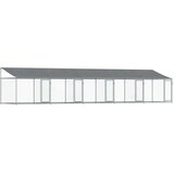 vidaXL Pasji boks s streho in vrati siv 10x2x2 m pocinkano jeklo | Shoptok.si