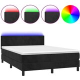 vidaXL Box spring postelja z vzmetnico LED črna 140x190 cm žamet | Shoptok.si