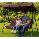  Three-person Garden Swing Rocking Cushions Mattress Brown | shoptok.hr