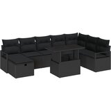 vidaXL Set od 9 dijelova vrtnih kauča s jastučićima crni poli ratan, 2-seater vrtni kauč s jastučićima crni poli ratan | shoptok.hr