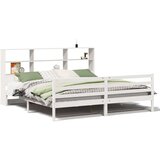 vidaXL Krevet s regalom z knjige bez madraca bijeli 200x200cm borovina | shoptok.hr