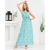 Resti Floral maxi dress with straps in blue color - Clothing Cene