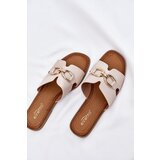 EVENTO Ladies Flat Slippers With Decorative Detail Beige Amiresna | shoptok.hr