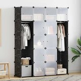  Modularni ormarić s 14 pretinaca crno-bijeli 37x146x180,5 cm | shoptok.hr