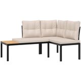  4-dijelni set vrtnih sofa s jastucima čelik obložen prahom crni | shoptok.hr