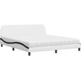 Krevet s madracem Dover bijeli i crni 180 x 200 cm od umjetne kože | Eponuda.com