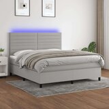  Krevet box spring s madracem LED svjetlosivi 160x200 cm tkanina Cijene