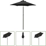  The Living Store Senčnik z LED lučkami črn 200x211 cm aluminij - Senčnik, (21743421) Cene