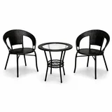 Baštenski set Rattanica crni/ 2 stolice i sto