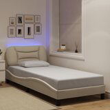 Maison Chic Posteljni okvir - Enojna postelja - Postelja za odrasle z LED brez vzmetnice Cream 80x200 cm Tkanina-J9215, (21760319) | Shoptok.si