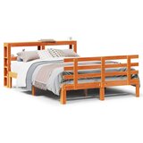  Okvir kreveta s uzglavljem voštano smeđi 135x190 cm od borovine | shoptok.hr
