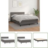 The Living Store Box spring postelja z vzmetnico siv 140x190 cm umetno usnje - Box Spring Postelja, (21737167) | Shoptok.si