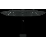 vidaXL Dvojni senčnik z LED diodami črn 449x245 cm | Shoptok.si