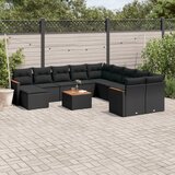  The Living Store Vrtna sedežna garnitura 12-delna z blazinami črn poli ratan - Vrtna Sedežna Garniture, (21481930) | Shoptok.si
