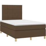 vidaXL Box spring postelja z vzmetnico temno rjava 120x190 cm blago, (21112090) Cene