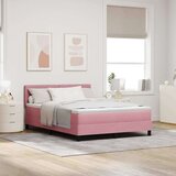  Box Spring postelja z vzmetnico in LED svetlobo roza 140x200 cm žamet, (22050137) | Shoptok.si