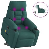 vidaXL Električni masažni naslonjač na podizanje tkanina tamnozeleni | shoptok.hr