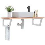 The Living Store Stenska polica za umivalnik jeklo in trdna hrastovina - Polica Za Umivalnik, (21486167) | Shoptok.si