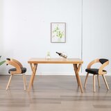 vidaXL Jedilni stoli 2 kosa ukrivljen les in črno umetno usnje | Shoptok.si