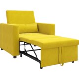  3-v-1 Enosobna Postelja za Sedenje Prenosna Rumena Velur, (22094465) | Shoptok.si