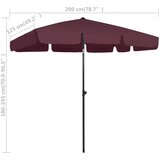  Suncobran za plažu bordo 200 x 125 cm | shoptok.hr