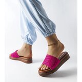  Dark Pink Lacy Slides with Rhinestones Irvine | shoptok.hr