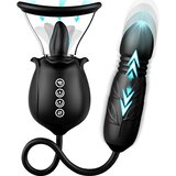SuperLove 3in1 Tongue Licking, Sucking & Thrusting Vibrator Black | shoptok.hr