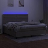  box spring s madracem LED smeđesivi 200x200 cm tkanina | shoptok.hr