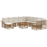  Set vanjskih sofa 12 pcs Prirodna i krema bijela Poliester - Prirodna i kremasto bijela sa stolom | shoptok.hr