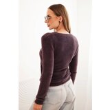 Kesi Włoski Women's sweater alpaca with a round neckline brown | Shoptok.si