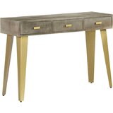  Konzolna mizica siva trden mangov les z medenino 110x35x76 cm | Shoptok.si