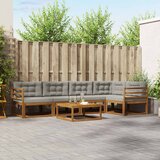  Set vanjskih sofa s jastukom 6 pcs Prirodna i svjetlosiva | shoptok.hr