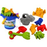  Set kanti za pijesak s tu&amp;scaron;em, lopaticom, grabljama, kalupima, dinosaurima Slike